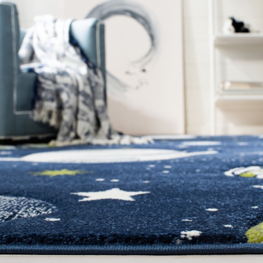 Tapis contemporain en polypropylène bleu/blanc, 160 x 160 cm — vue 4