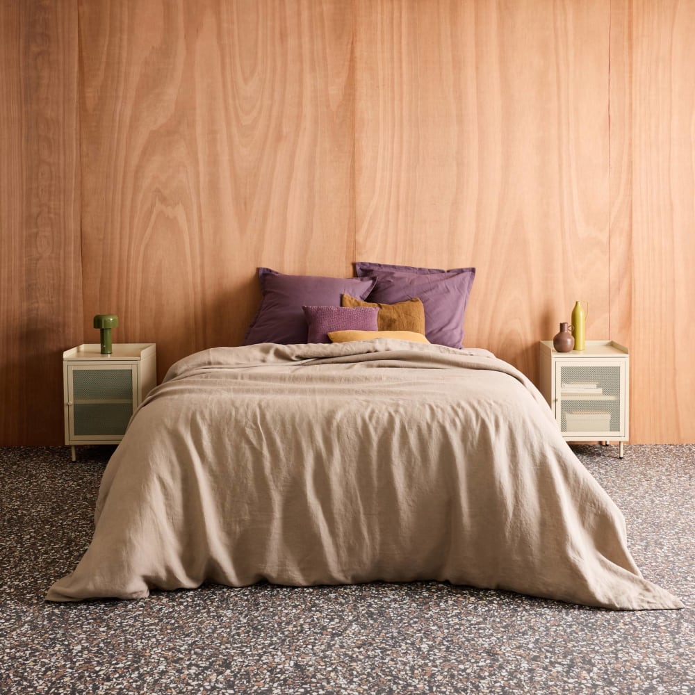 Table de chevet industrielle métal crème 1 porte grillagée (lot de 2)