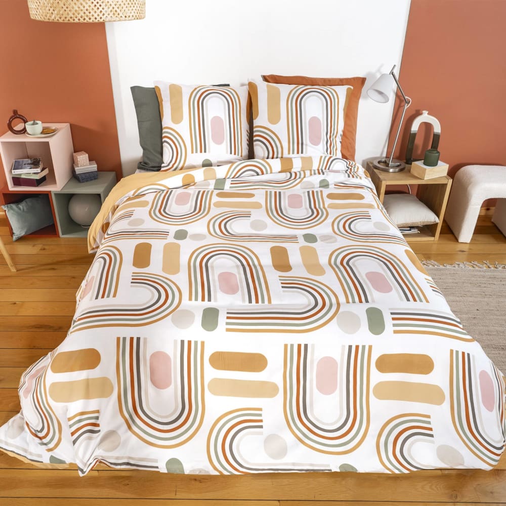 Parure de lit microfibre réversible orange 240x220cm