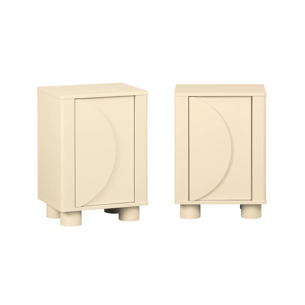 Table de chevet décor bois beige 1 porte (lot de 2)
