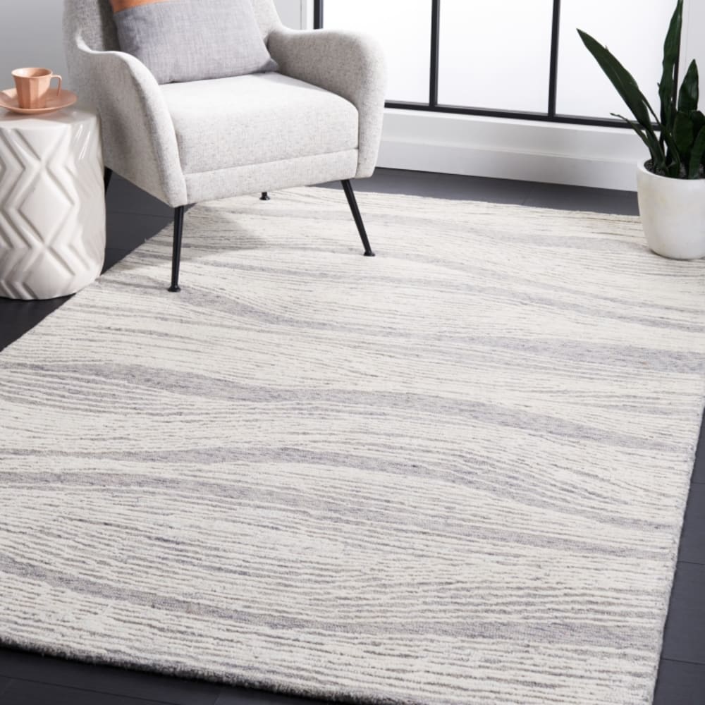 Tapis moderne contemporain en laine gris/blanc, 183 x 274 cm — vue 3