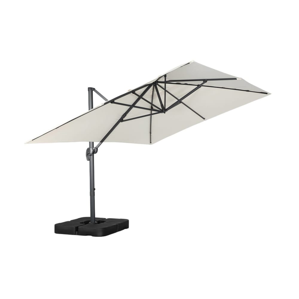 Parasol déporté 3x4m + base 50x50cm écru