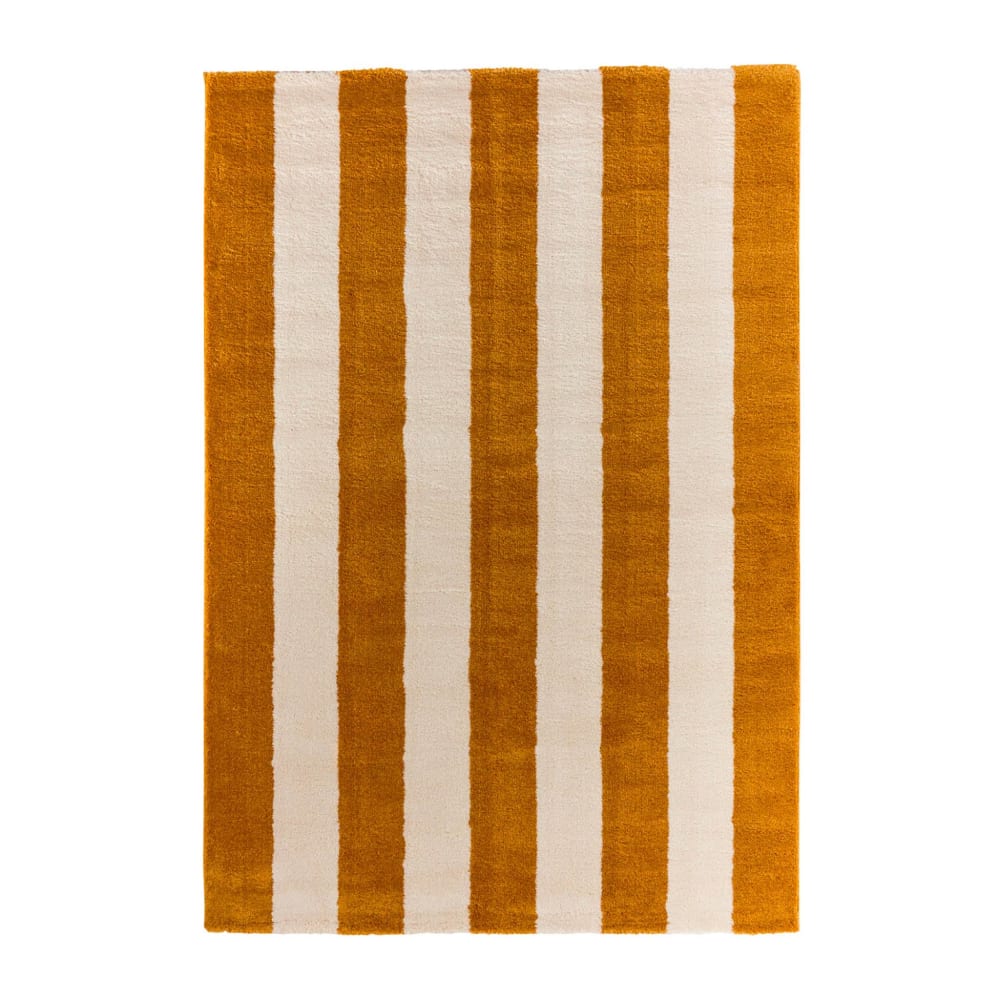 Tapis intérieur rayures ocre et blanc 200x280cm