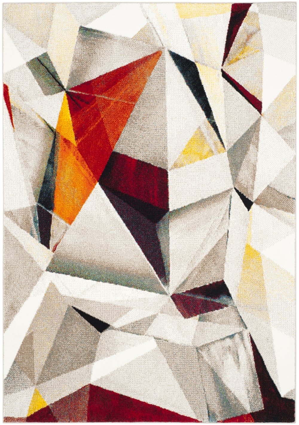 Tapis abstrait moderne en polypropylène gris/orange, 160 x 229 cm