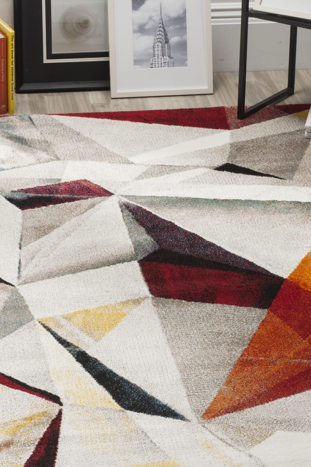 Tapis abstrait moderne en polypropylène gris/orange, 160 x 229 cm — vue 3