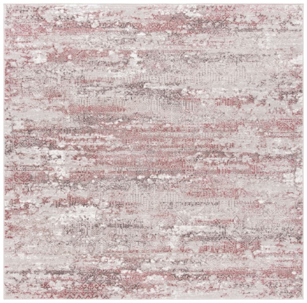 Tapis abstrait en jute beige/rose, 201 x 201 cm
