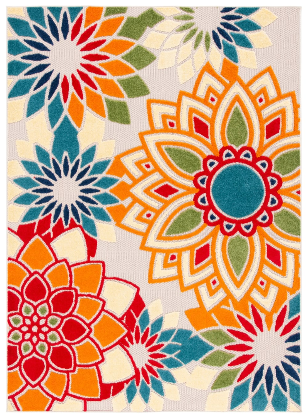 Tapis moderne en polypropylène blanc/orange, 135 x 196 cm