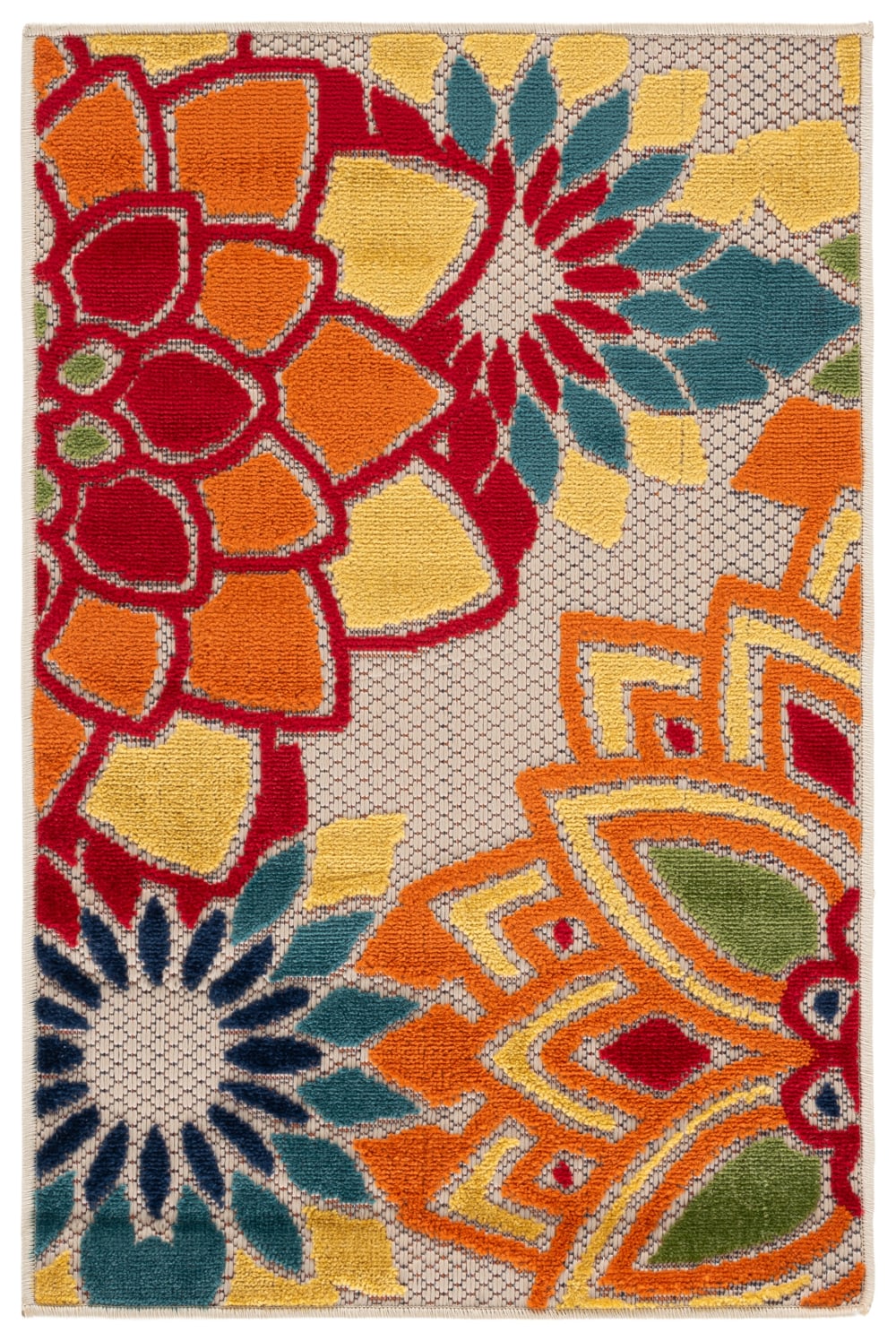 Tapis moderne en polypropylène blanc/orange, 61 x 91 cm