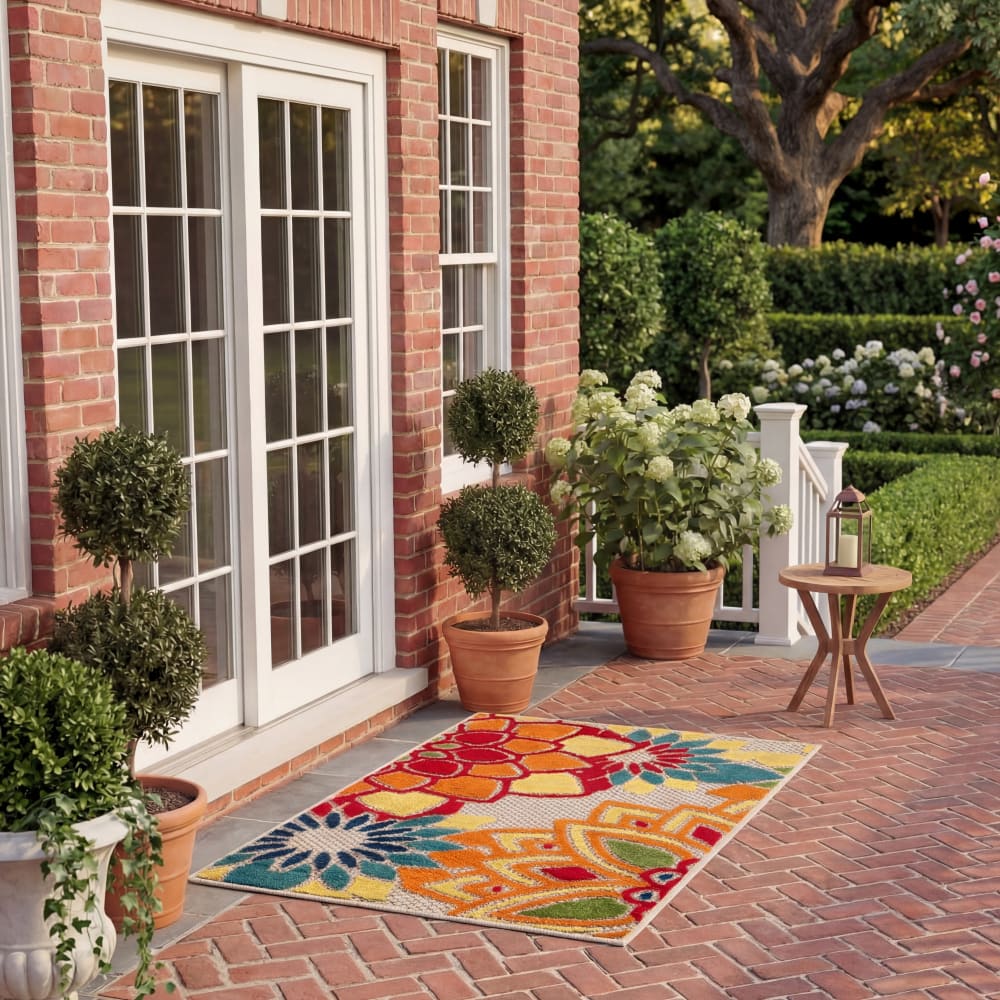Tapis moderne en polypropylène blanc/orange, 61 x 91 cm — vue 3