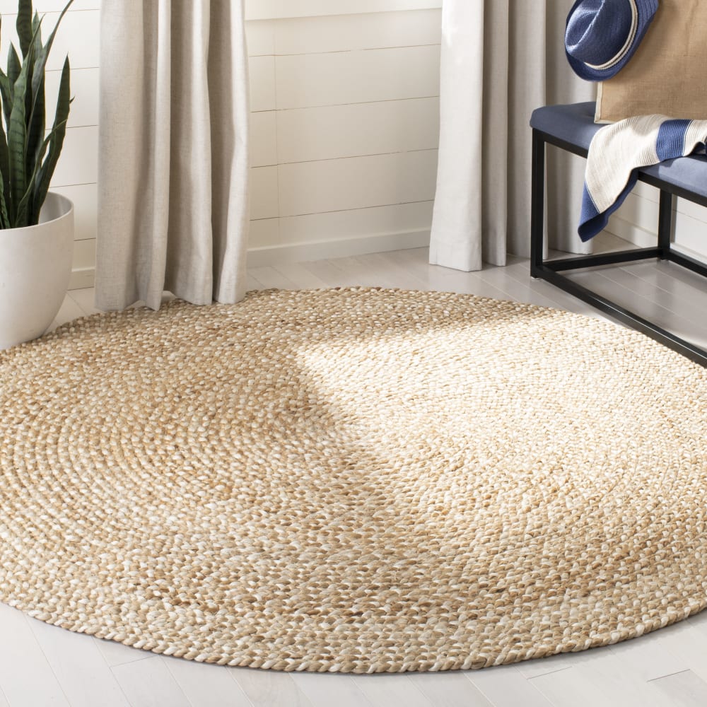 Tapis natural fiber en jute beige/blanc, 213 cm — vue 3