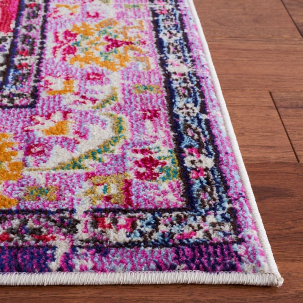 Tapis bohème chic en polypropylène violet/rose, 66 x 183 cm — vue 4