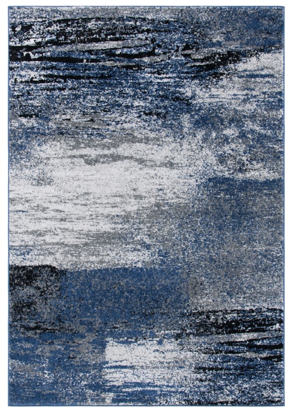 Tapis abstrait moderne en polypropylène gris/bleu, 91 x 152 cm