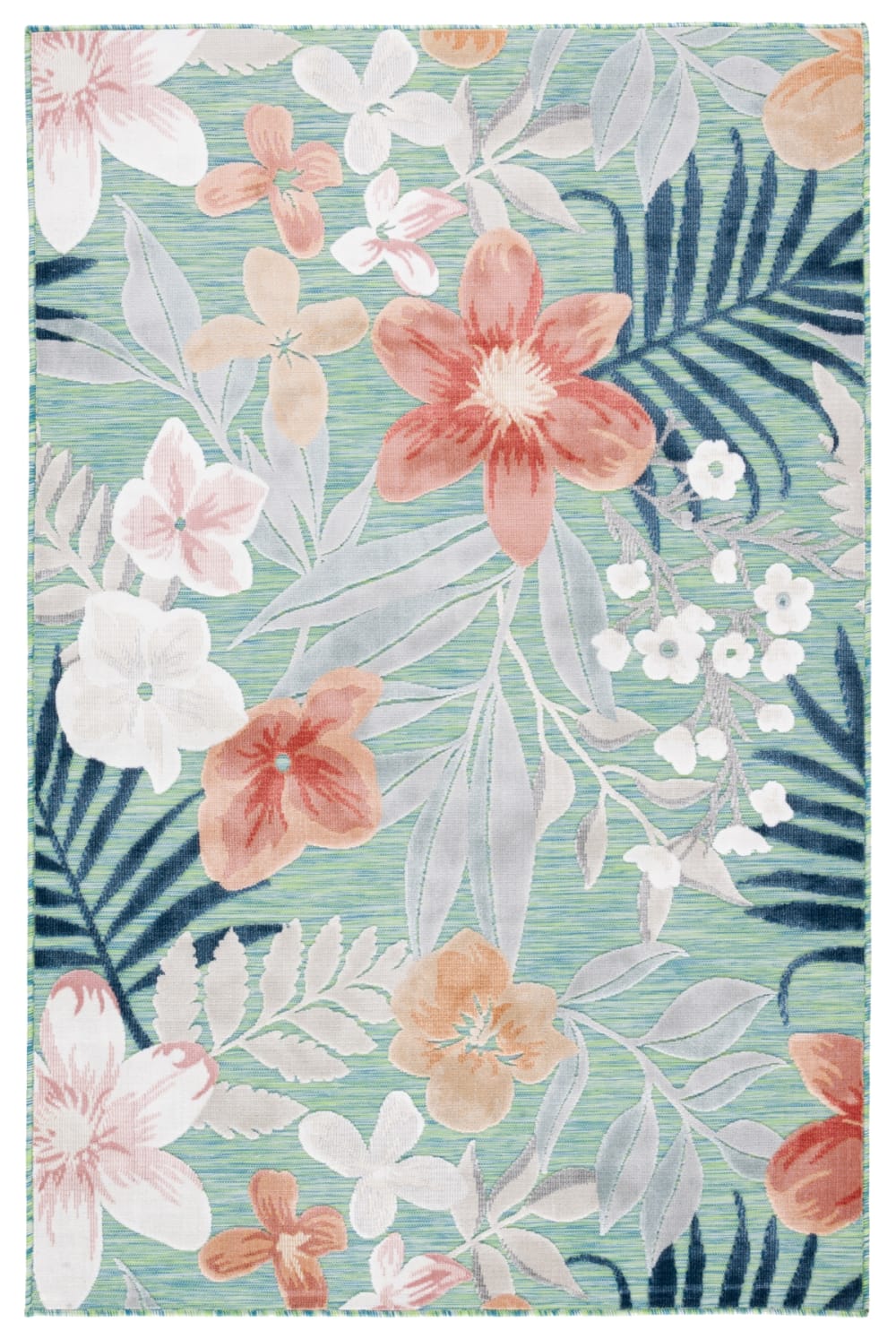 Tapis moderne en polypropylène vert/orange, 235 x 305 cm