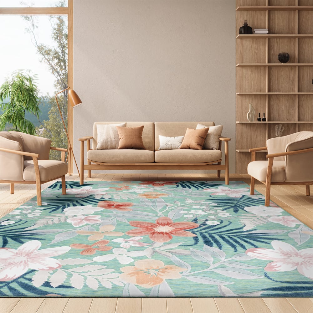 Tapis moderne en polypropylène vert/orange, 235 x 305 cm — vue 3