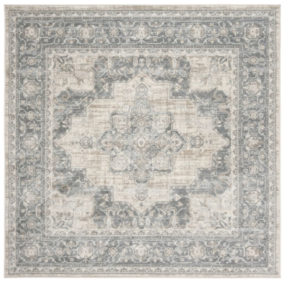 Tapis de transition en polypropylène beige/gris, 152 x 152 cm