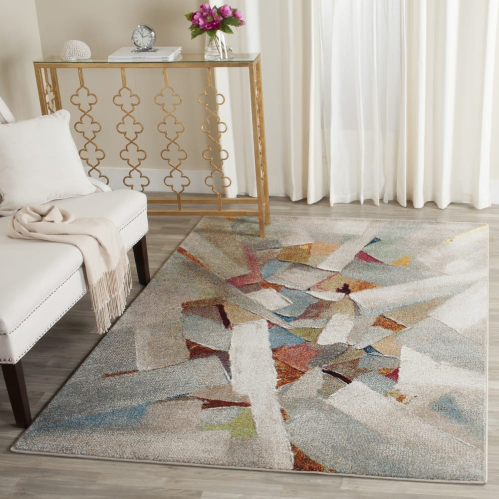 Tapis abstrait moderne en polypropylène gris/multicolore, 160 x 229 cm — vue 3