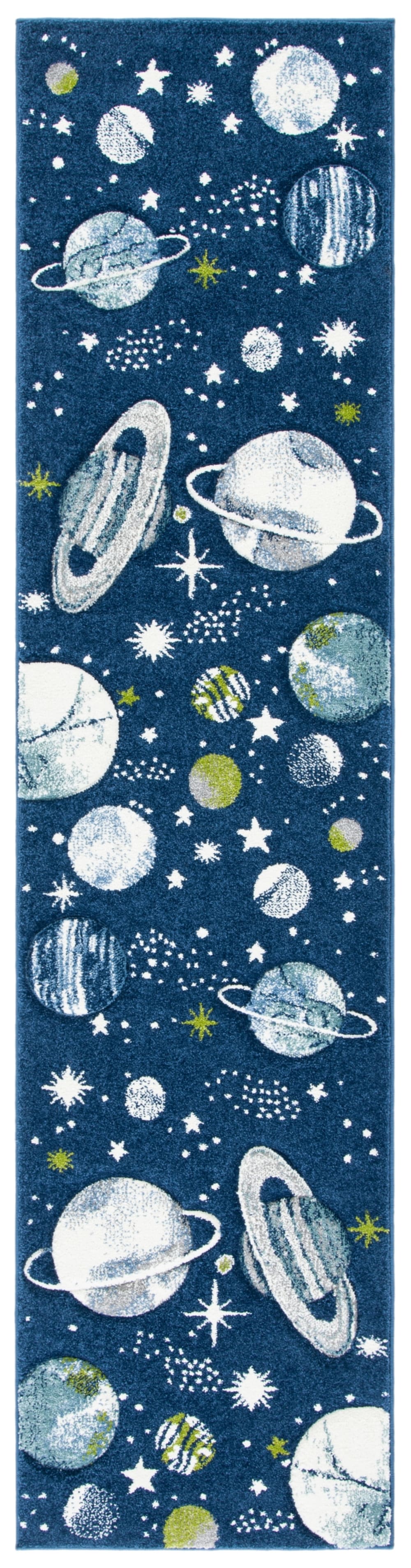 Tapis contemporain en polypropylène bleu/blanc, 61 x 244 cm