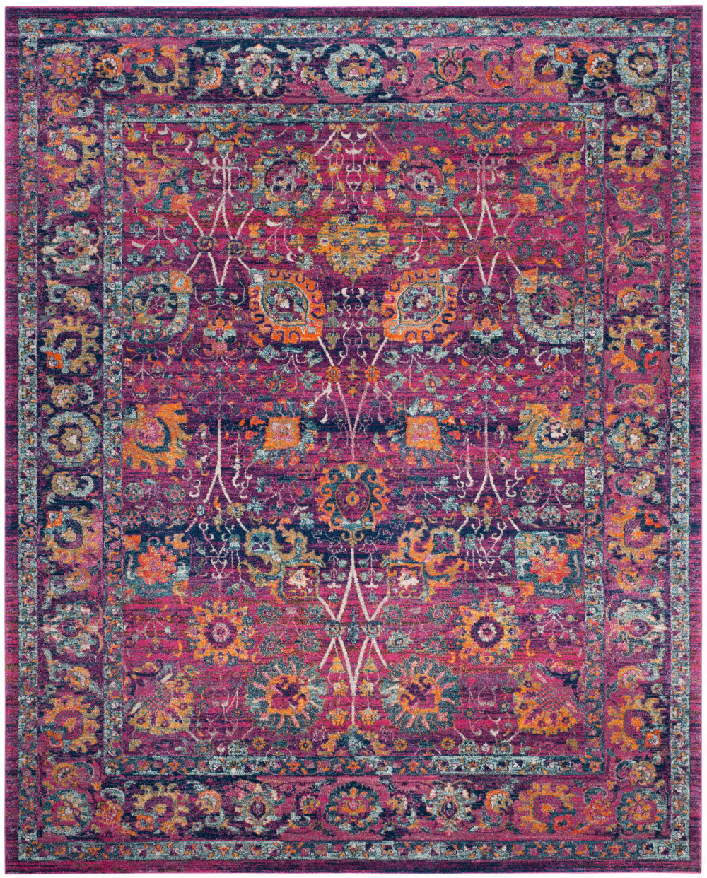 Tapis traditionnel en polypropylène rose/multicolore, 235 x 305 cm