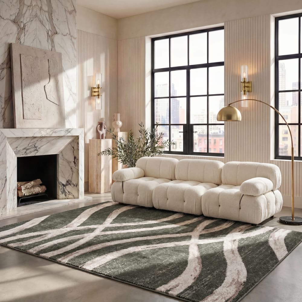 Tapis en polypropylène vert/blanc, 183 x 274 cm — vue 3