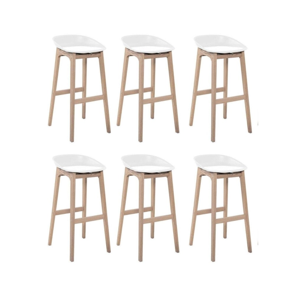 Lot de tabourets de bar  en chêne et assise plastique 75cm
