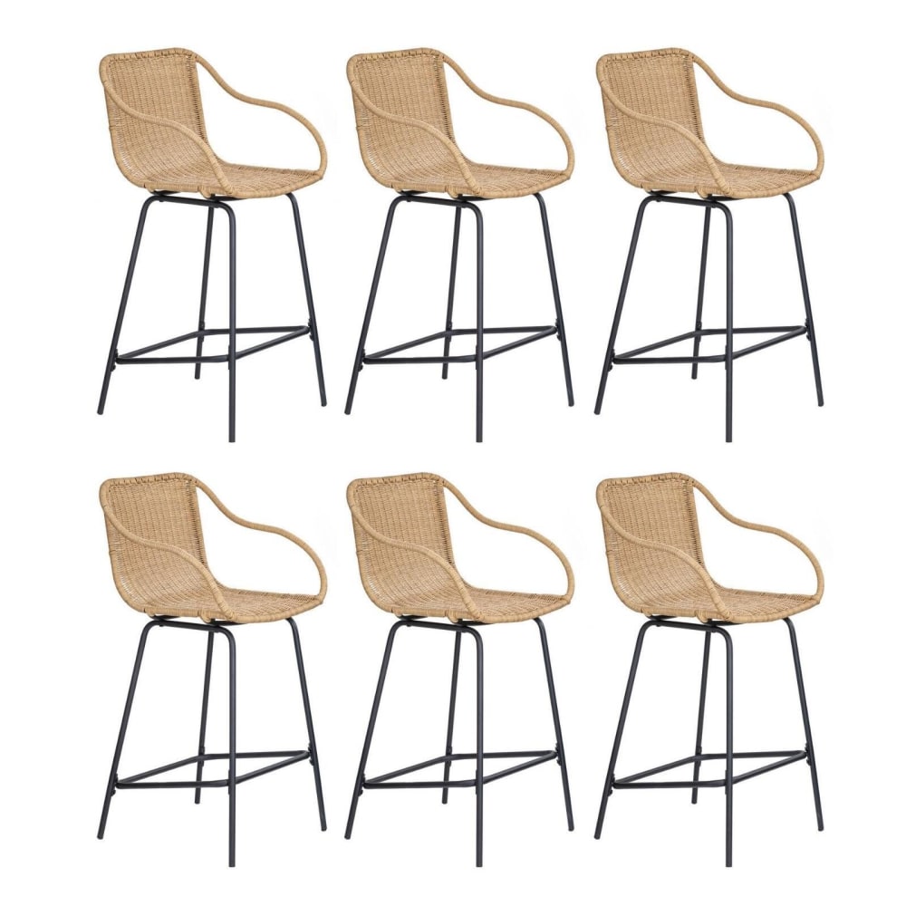 Lot de chaises d'ilot et bar  en métal et assise en rotin 65cm
