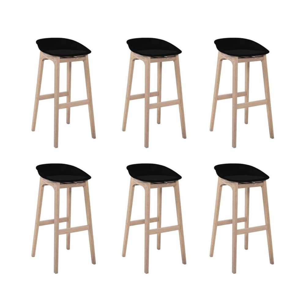 Lot de tabourets de bar  en chêne et assise plastique 75cm
