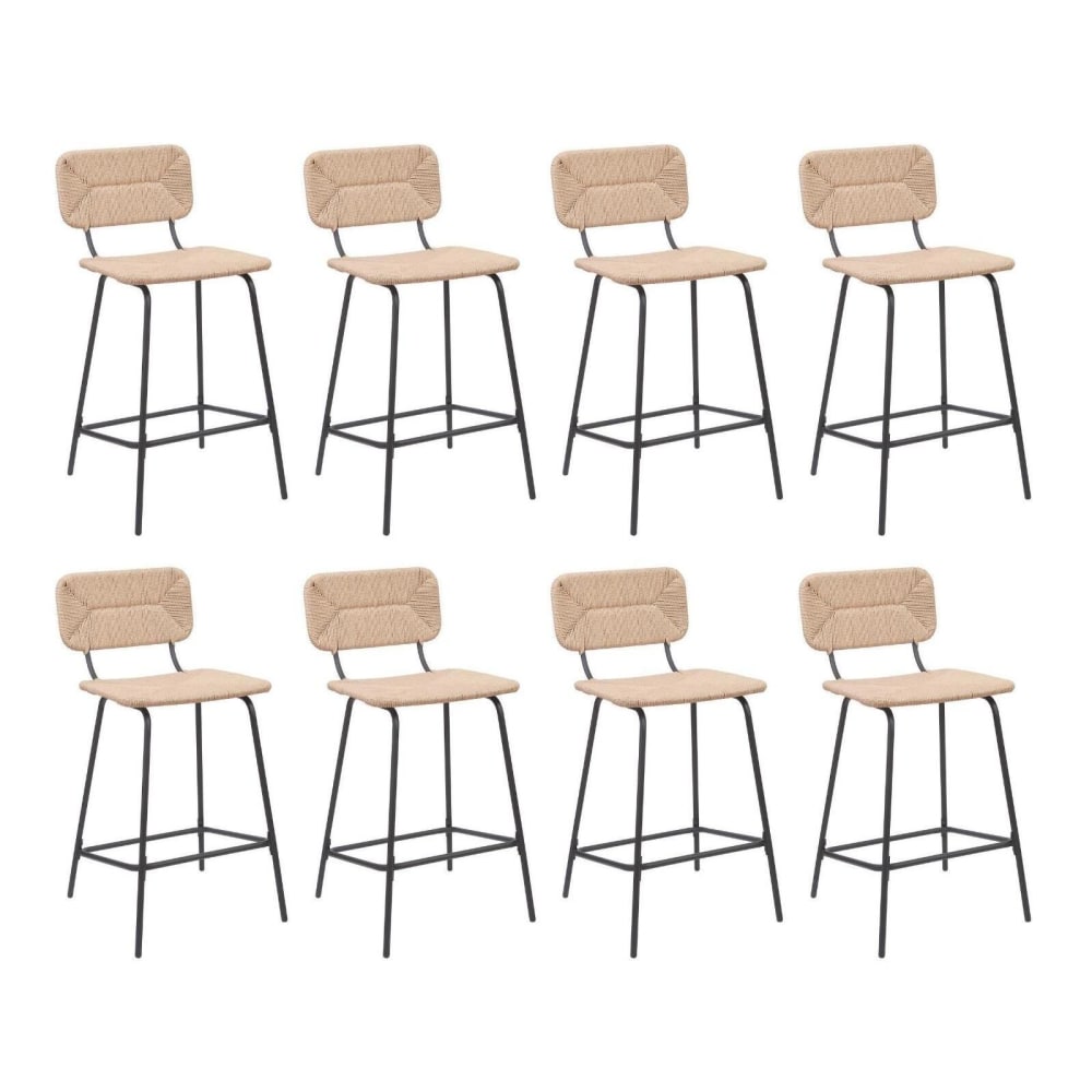 Lot de tabourets d'ilot et bar  en métal et assise rotin 65cm