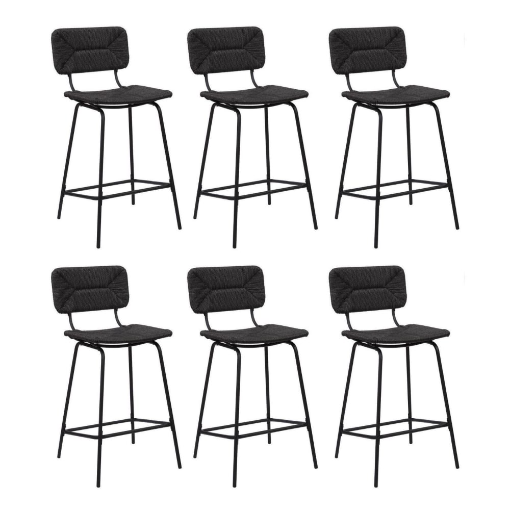 Lot de tabourets d'ilot et bar  en métal et assise rotin 65cm