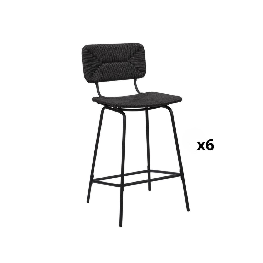 Lot de tabourets d'ilot et bar  en métal et assise rotin 65cm