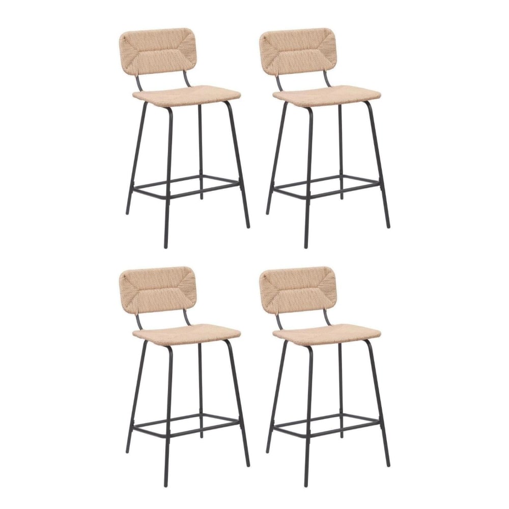 Lot de tabourets d'ilot et bar  en métal et assise rotin 65cm