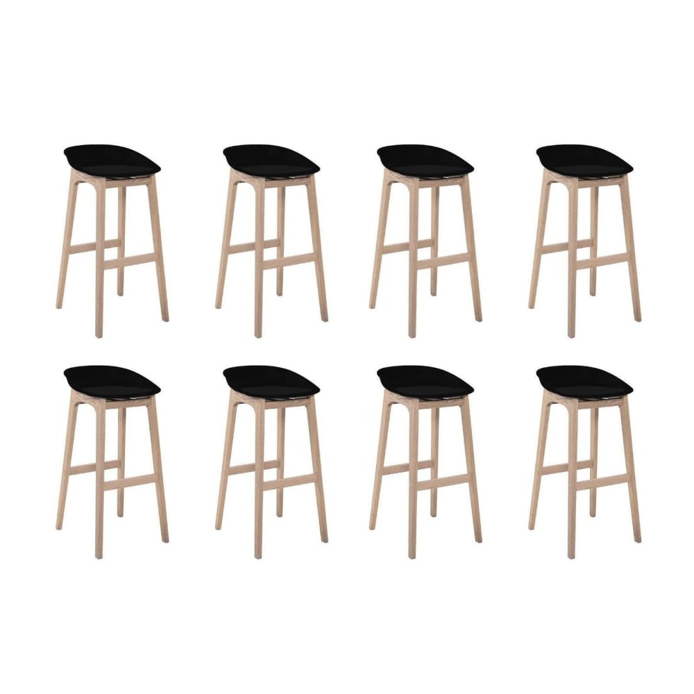 Lot de tabourets de bar  en chêne et assise plastique 75cm