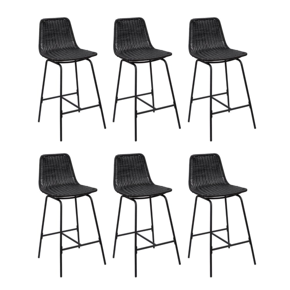 Lot de tabourets de bar et d'ilot  en métal avec assise en rotin 65cm