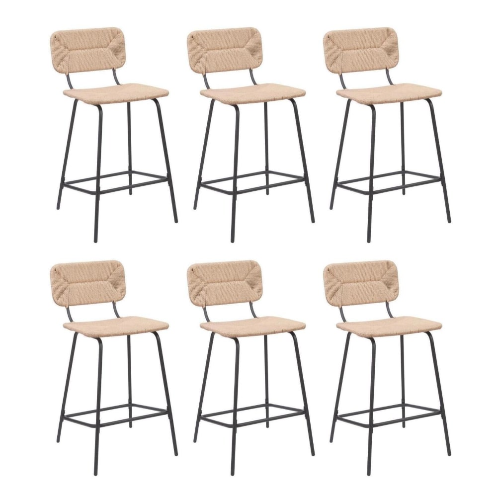 Lot de tabourets d'ilot et bar  en métal et assise rotin 65cm