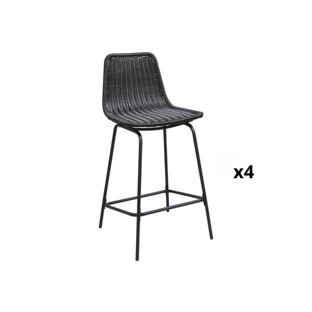 Lot de tabourets d'ilot et bar  en métal et assise en rotin 65cm