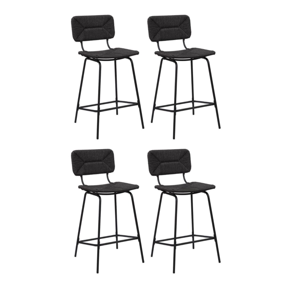 Lot de tabourets d'ilot et bar  en métal et assise rotin 65cm