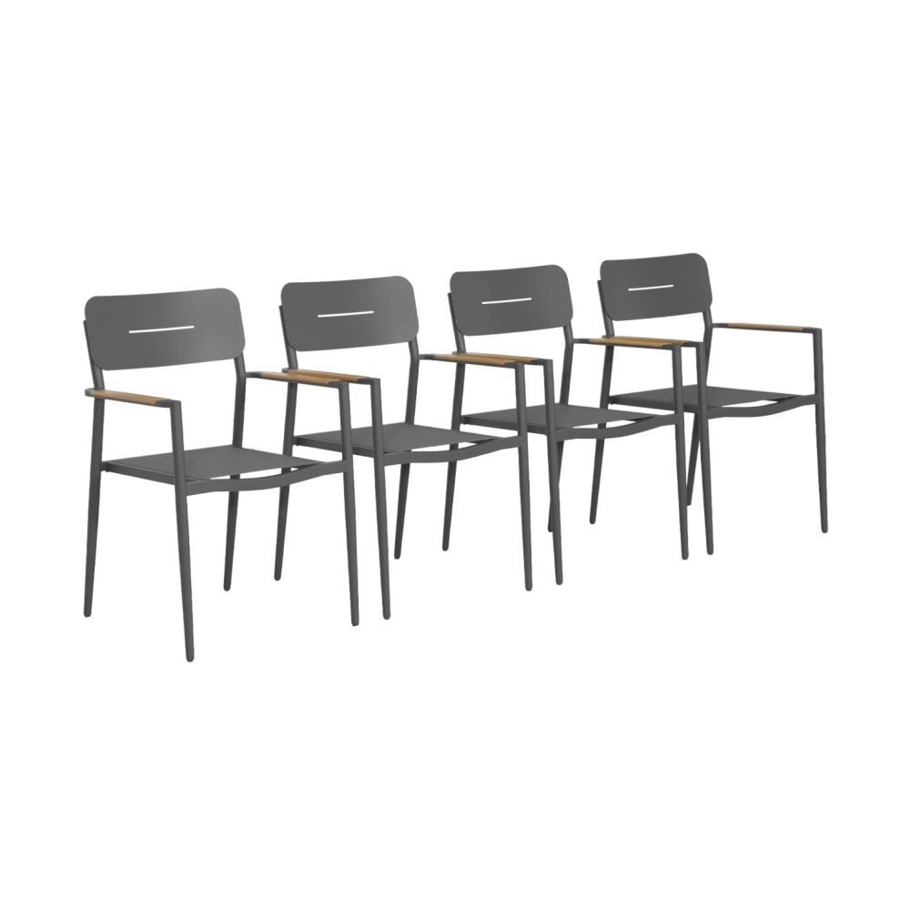 Set 4 Sedie Da Giardino In Alluminio E Textilene, Antracite
