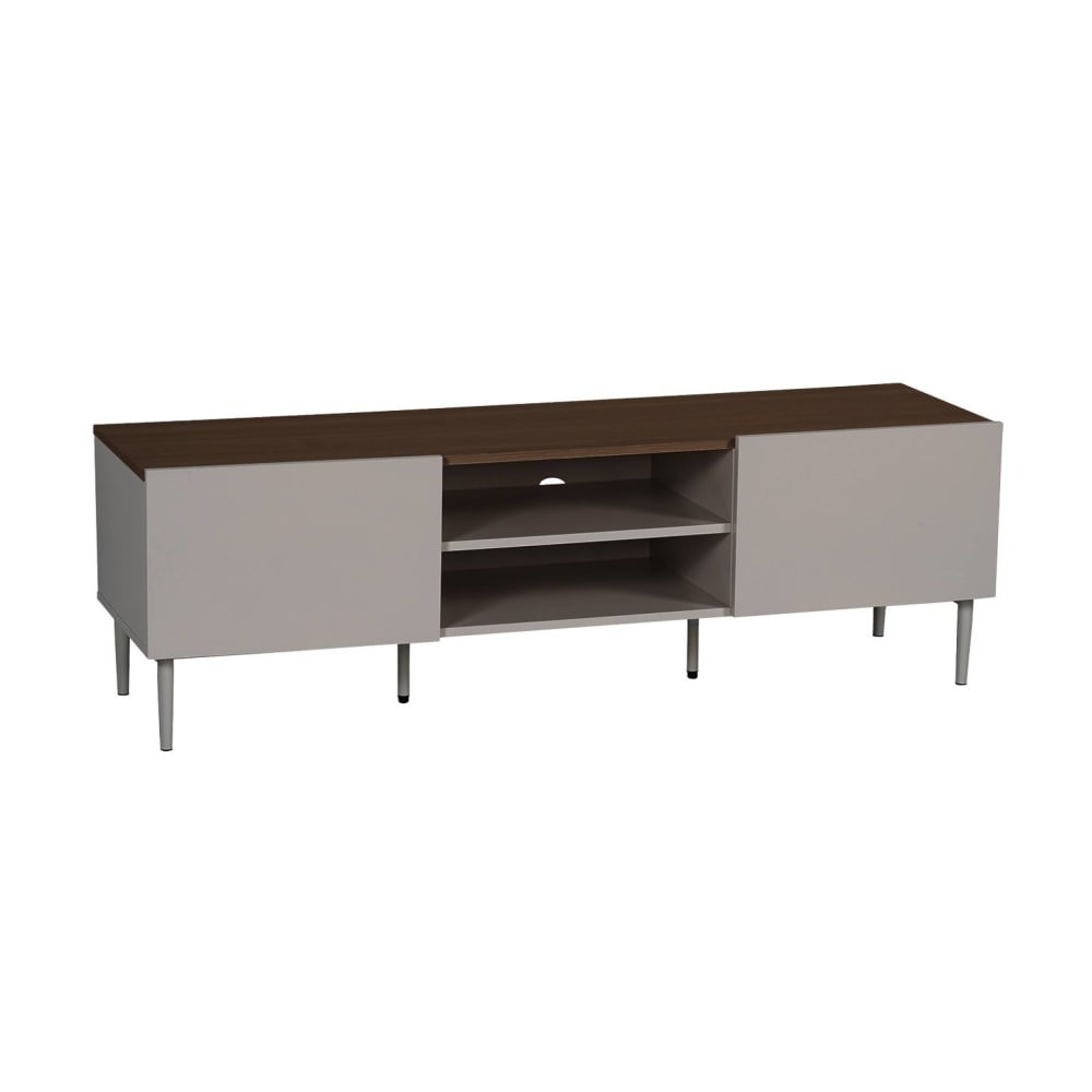 Meuble tv métal et décor bois 140cm gris et noyer