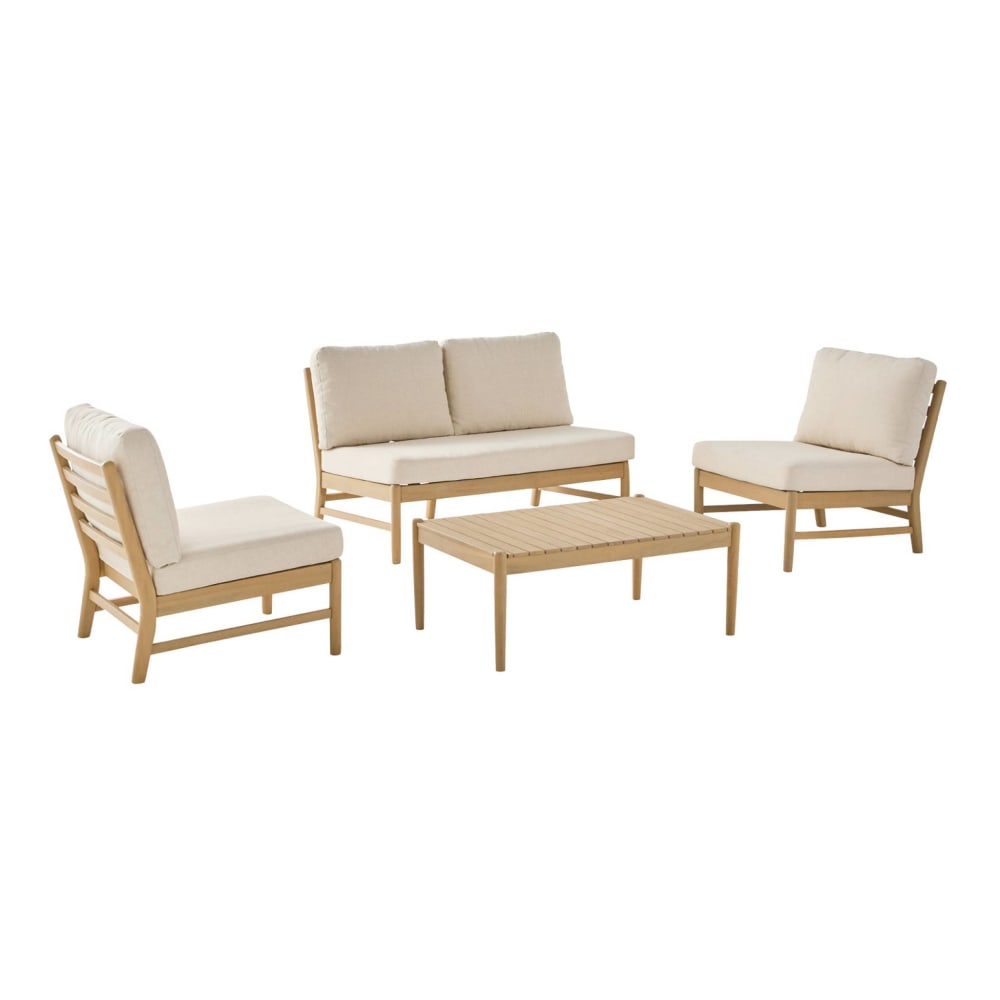 Salon de jardin bois d'acacia naturel 4 places