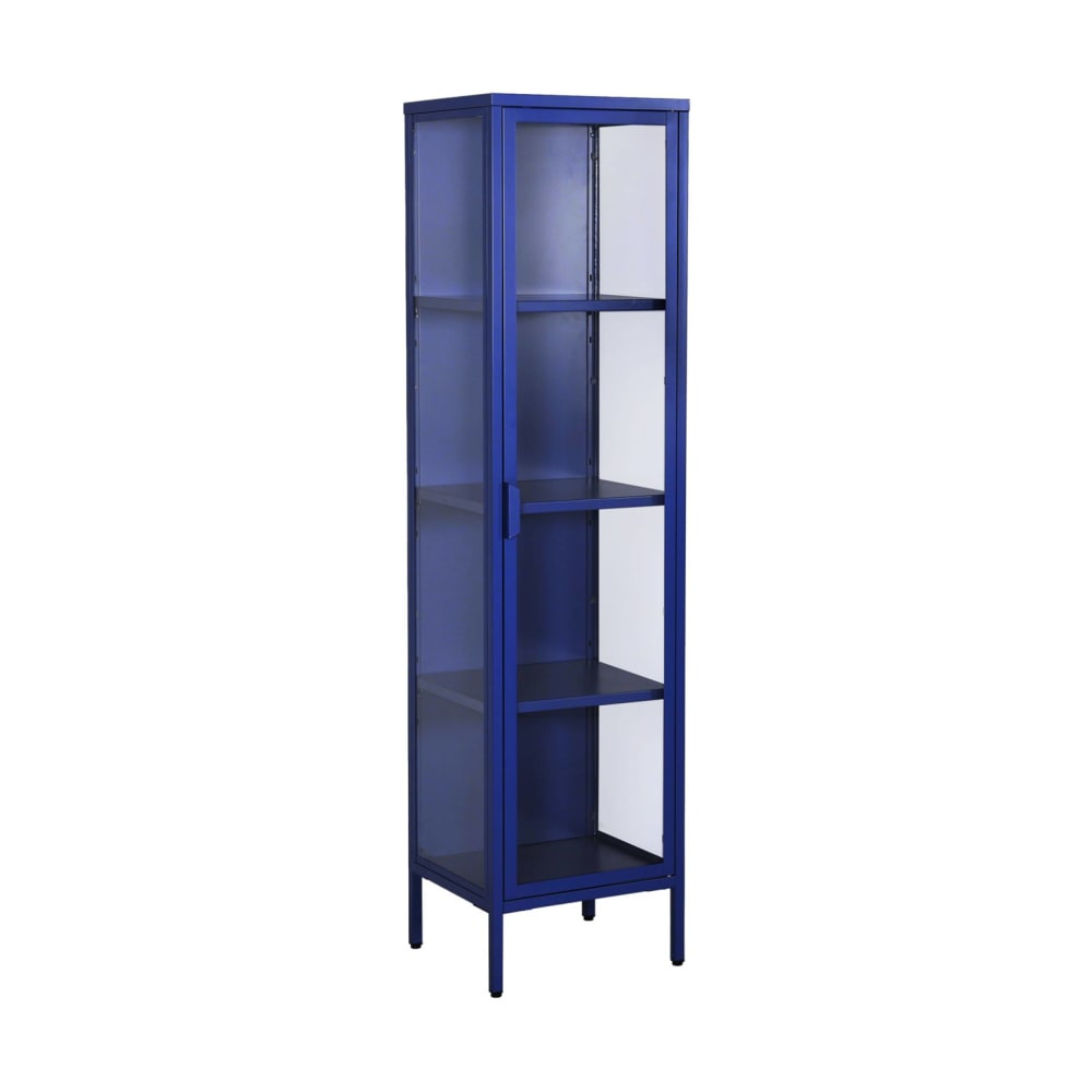 Schrank aus Stahl und Glas, 1 Tür, 160 cm, blau - Maisons Du