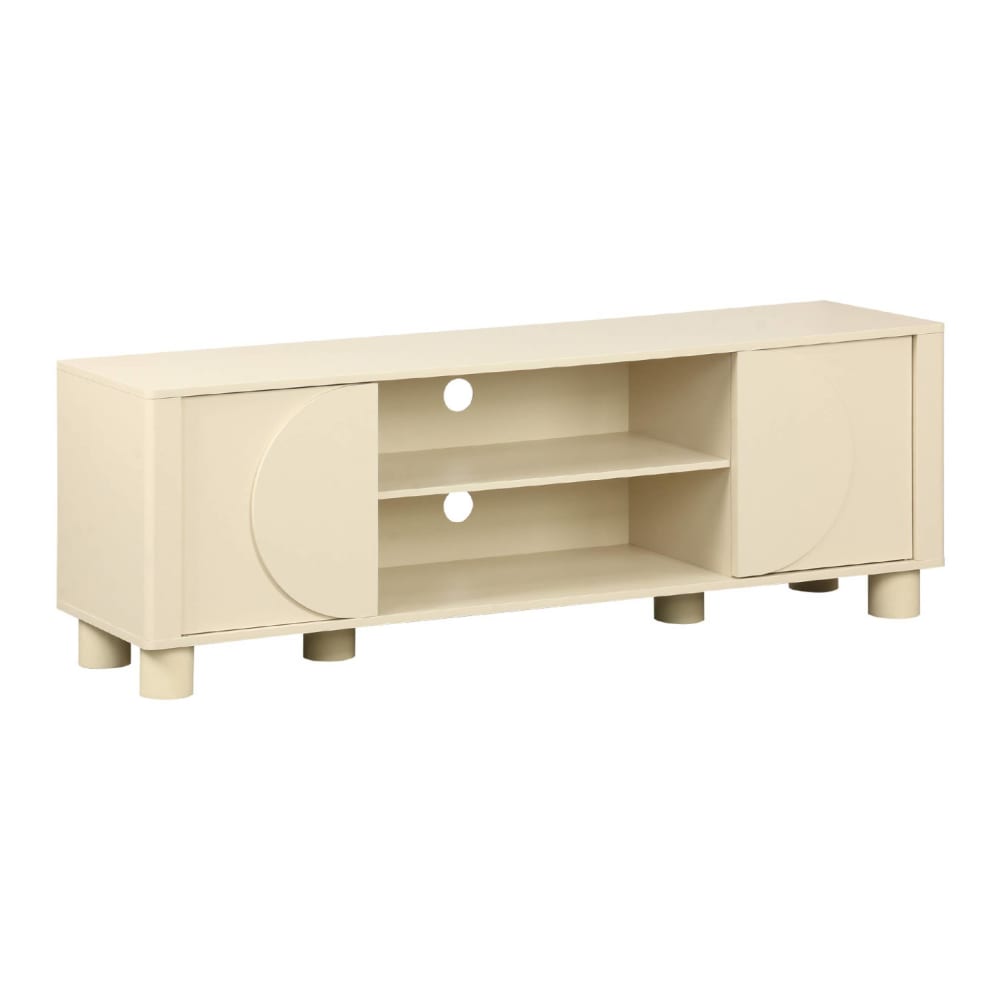 Meuble tv décor bois beige 2 portes 155cm