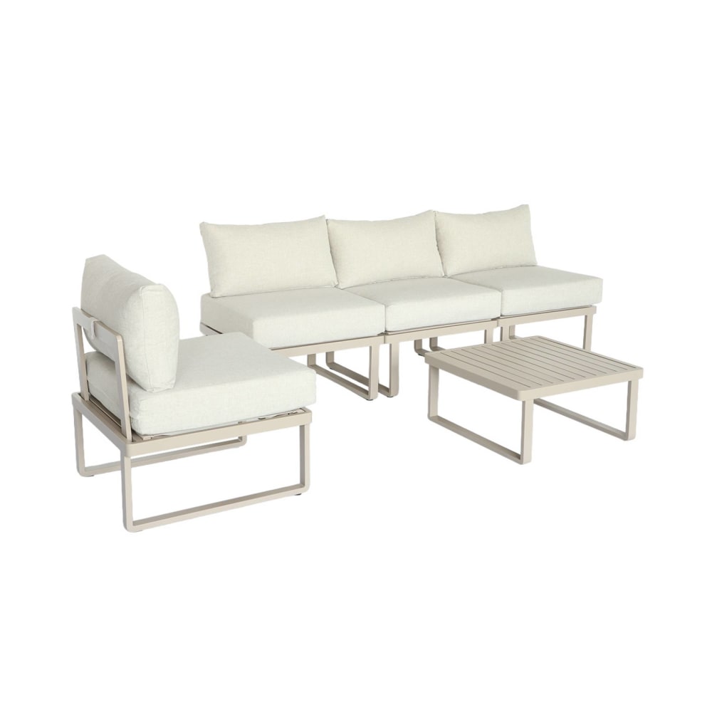 Salon de jardin modulable aluminium 4 places beige