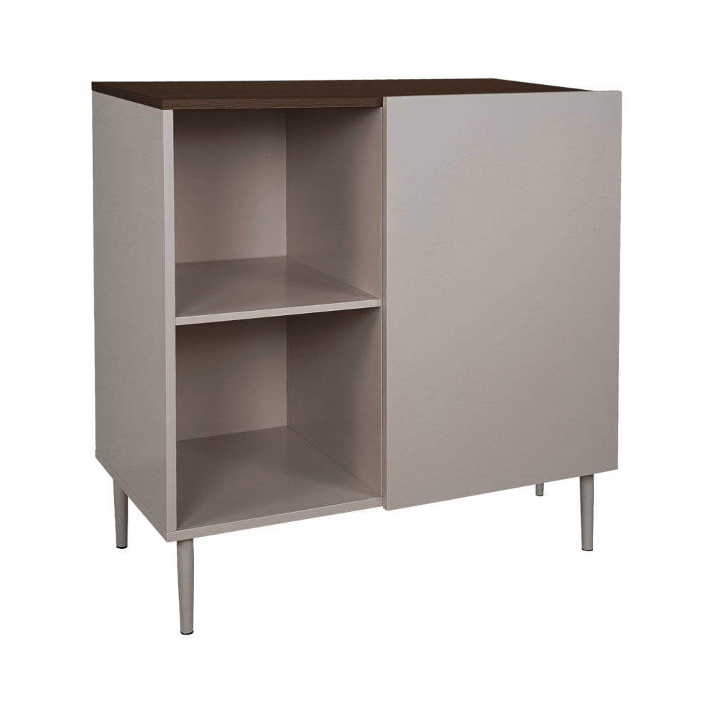 Buffet, meuble de rangement métal et décor bois 80cm gris et noyer