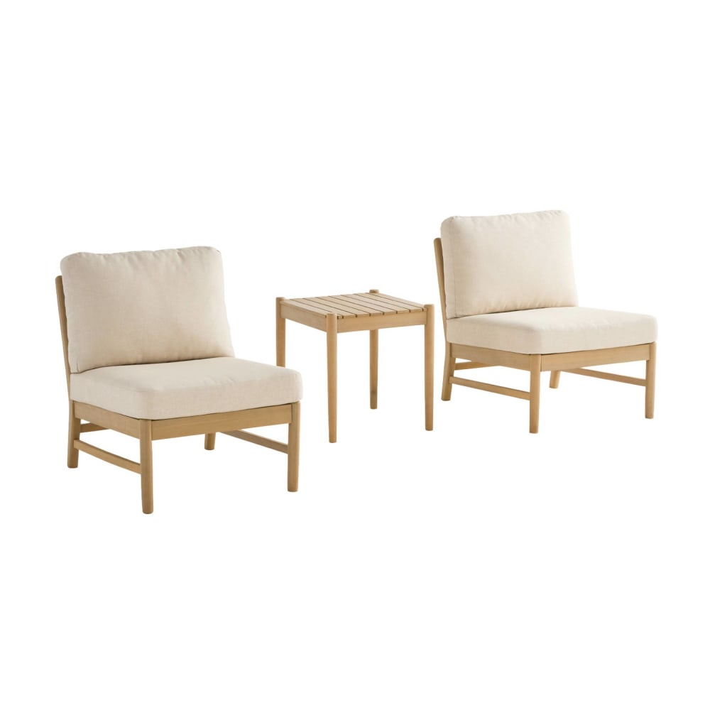 Salon de jardin bois d'acacia naturel 2 places