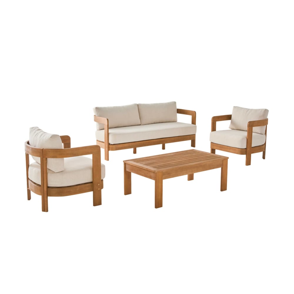 Salon de jardin bois d'acacia 4 places naturel