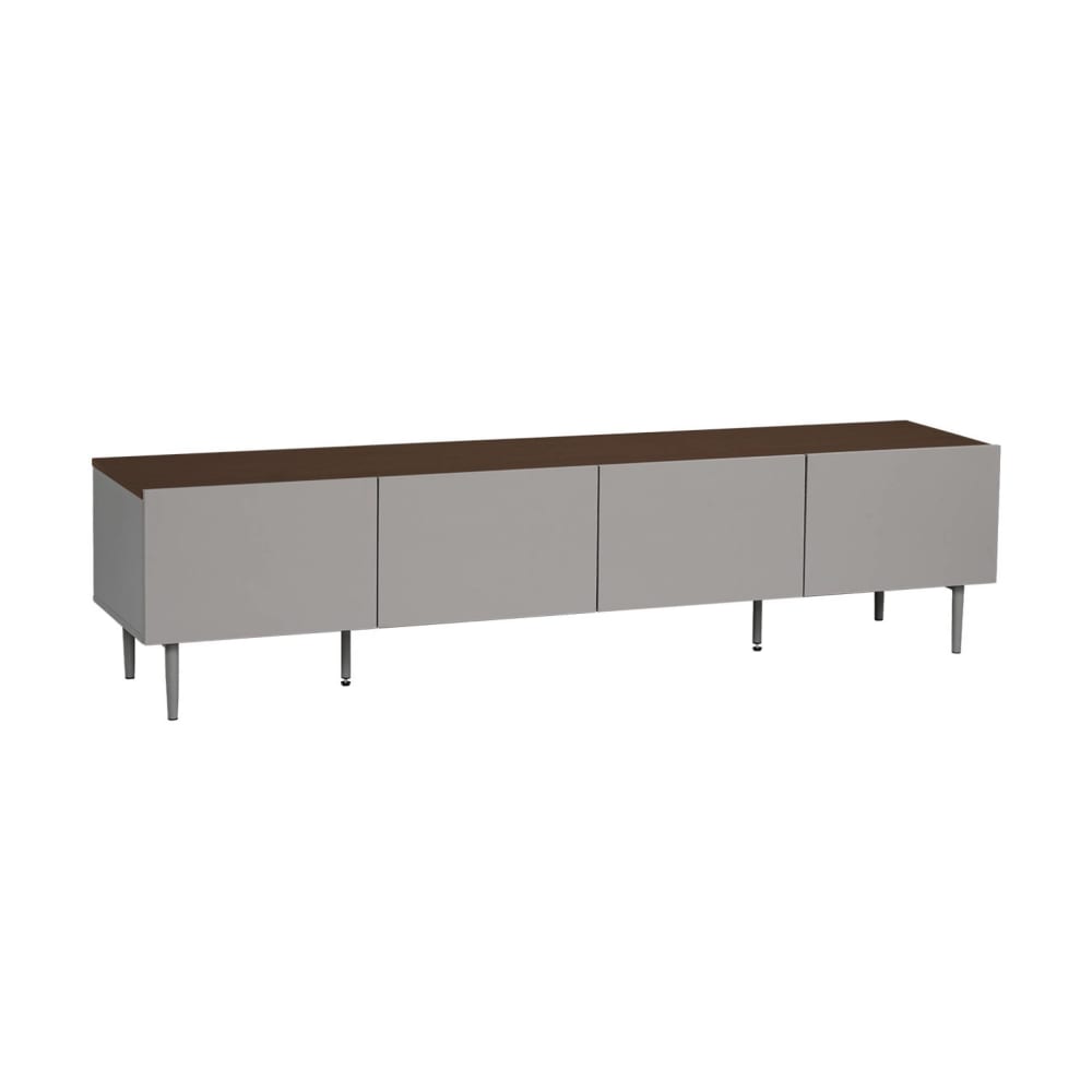 Meuble tv métal et décor bois 180cm gris et noyer