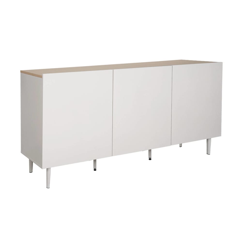 Buffet métal et décor bois 3 portes 150cm beige et naturel - ashton