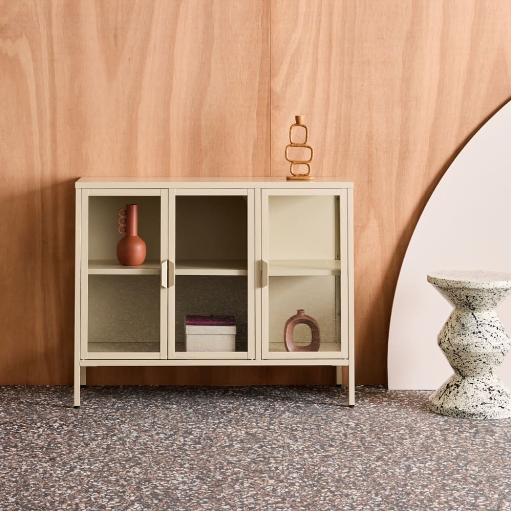 sweeek Industrielles Sideboard aus Metall 100 cm, beige style industrial - Stahl