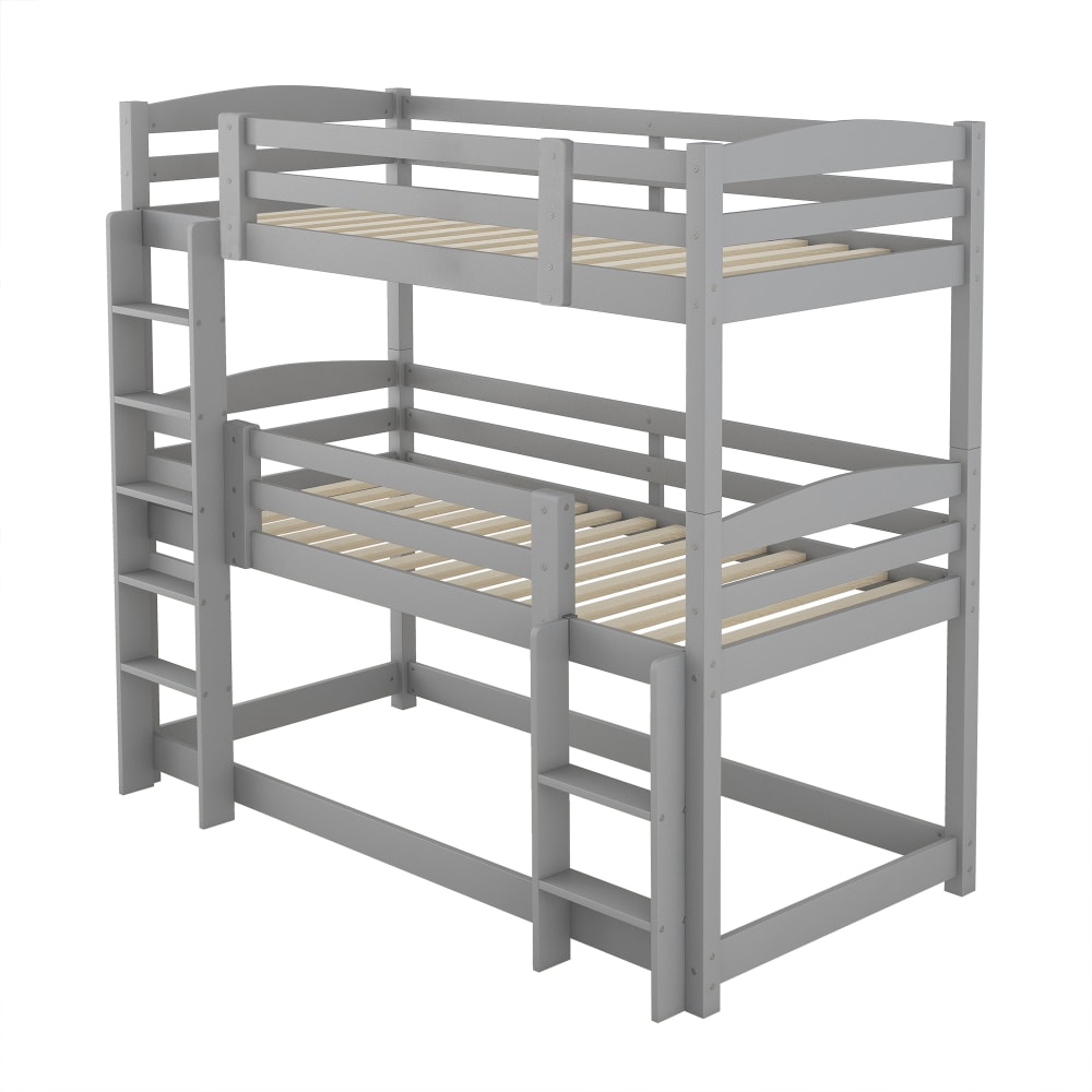 Etagenbett 90x200 cm aus Kiefer mit Schutzgitter und 2 Leitern,