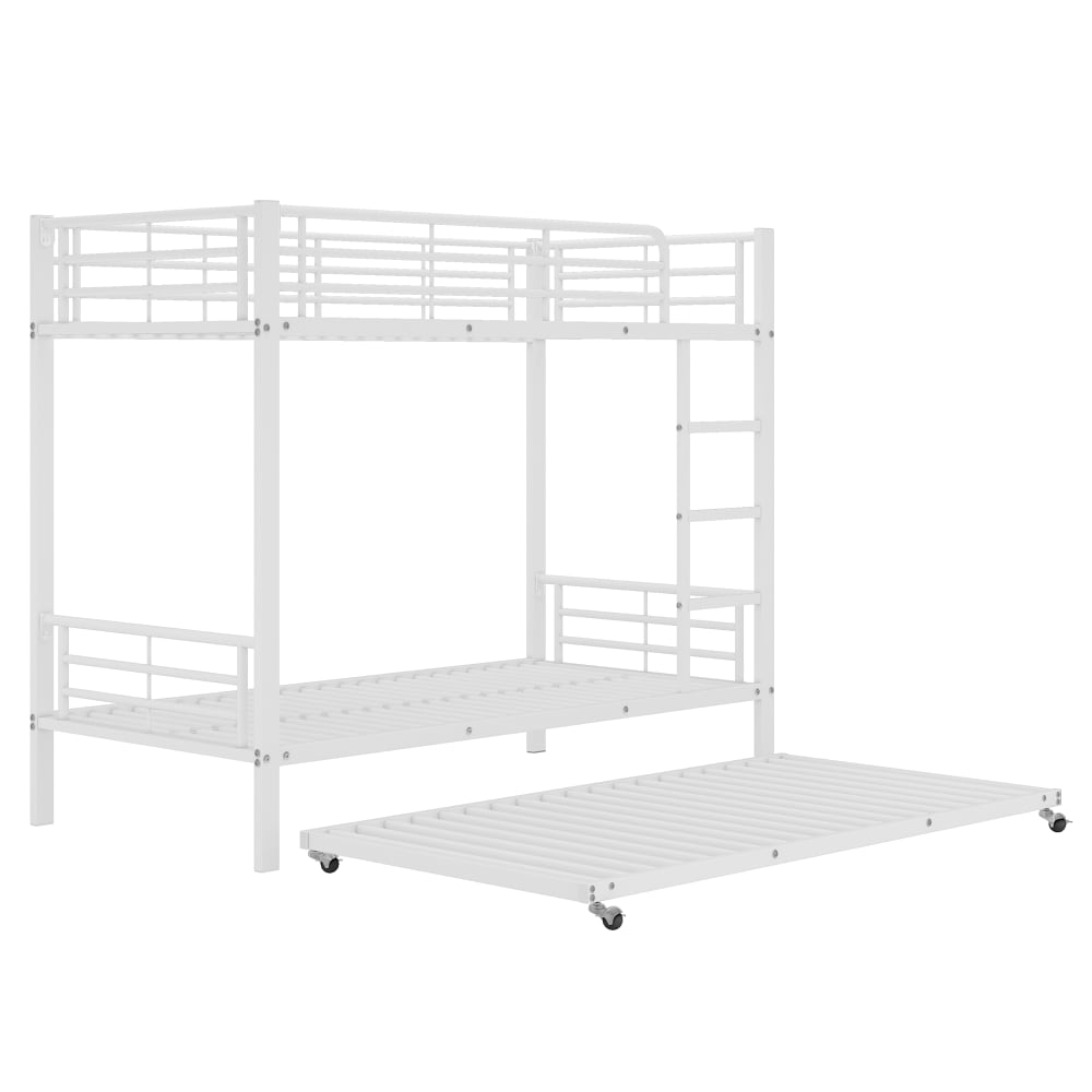 Etagenbett aus Metall mit Ausziehbett und Bettgitter 90x200 cm,