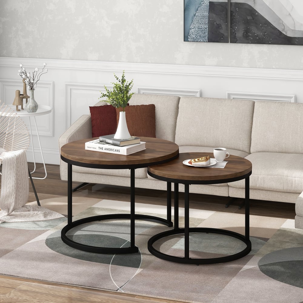 Couchtisch-Set aus MDF ineinanderstellbar 70,5x70,5x50 cm, braun